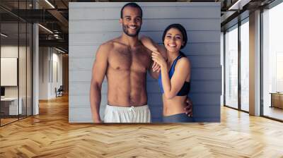 Beautiful Afro American sports couple Wall mural