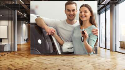 Couple in motor show Wall mural