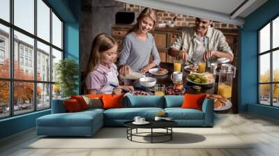 Family in kitchen Wall mural