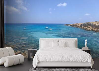 Seascape with azure sea and rocks, Ayia Napa Blue lagoon Wall mural