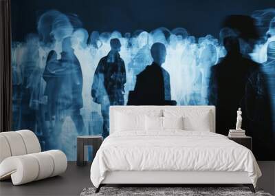 Abstract representation of anonymity in cyberspace with ghost-like figures Wall mural