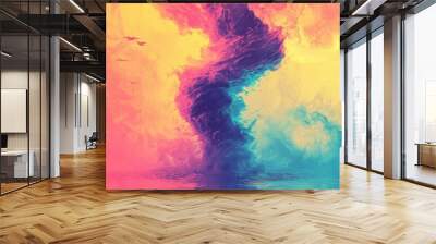 Dynamic tornado made of vibrant colors creating a swirl of energy and motion in an abstract artistic representation Wall mural