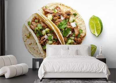 Flavorful Pork Carnitas Tacos with Toppings Wall mural