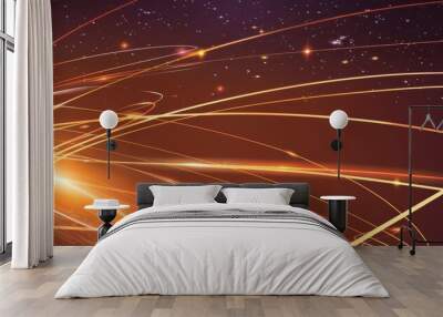 Intercontinental ballistic missiles simulation with vibrant trajectories Wall mural