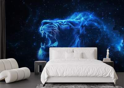 Leo the lion constellation depicted with glowing stars in deep space Wall mural