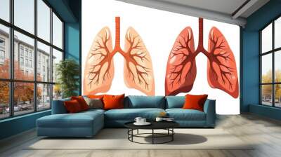 Medical illustration of healthy and diseased human lungs on white background Wall mural