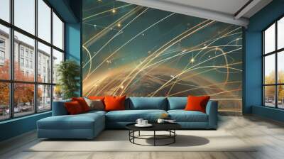 Spectacular display of light trails over Earth depicting global missile trajectories in a digital artwork Wall mural