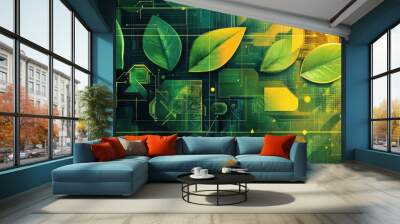 The concept of biomimicry in innovation in natural green and ingenious yellow colors Wall mural