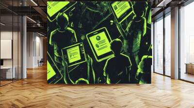 The concept of Youth Voter Mobilization in neon green and black colors Wall mural