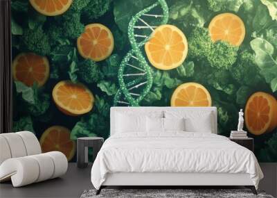 Vibrant Greens and Oranges Embody AI Nutrition Bliss. Generative AI concept Wall mural