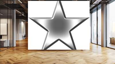 3d silver star isolated in white Wall mural