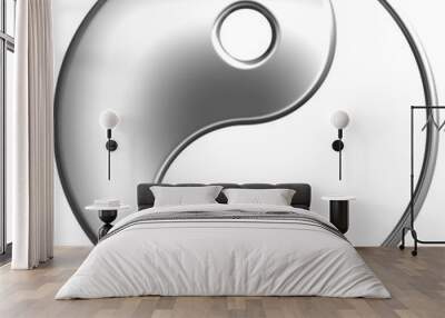 3D Silver Tao Symbol Wall mural