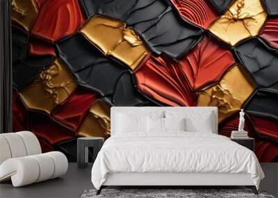 Abstract Gold, Red, and Black Geometric Art Wall mural