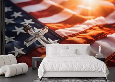 Christian Faith with USA Flag Backdrop Wall mural