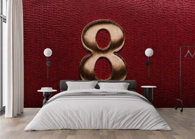 Elegant Red Leather Background with Number 8 Wall mural