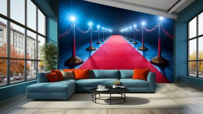 A VIP grand event, with a red carpet and flashing lights, banner layout with copy space Wall mural