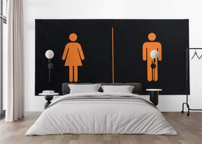 Toilet signs of man and woman isolated on white Wall mural