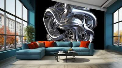 hyperfuturism abstract 3d liquid matte metal, chrome, octane render isolated background design layout Wall mural