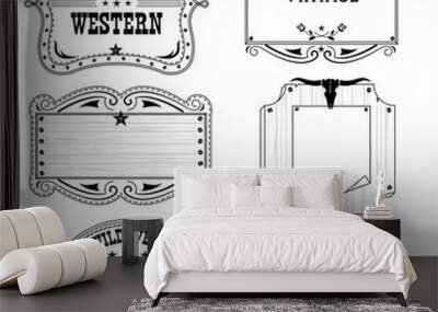 Western cowboy labels isolated on white for design Wall mural