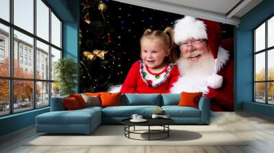 Happy Girl on Santa's Lap Wall mural