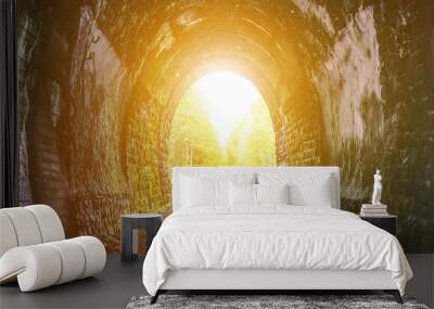 Exit from the old tunnel, no sun glare sunset. Wall mural