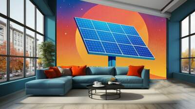 Solar panel with blue sky and sunset concept clean energy electric alternative power in nature
 Wall mural