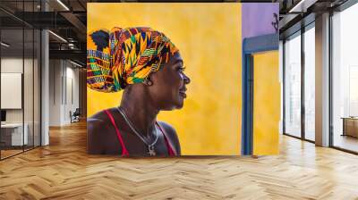 Africa The woman looks in an empty mirror which symbolizes that it is not possible to look into the future Wall mural