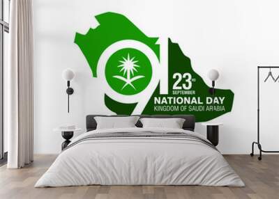 Banner design of 91 Year Saudi Arabia National Day. 23 September. Vector Illustration. Wall mural