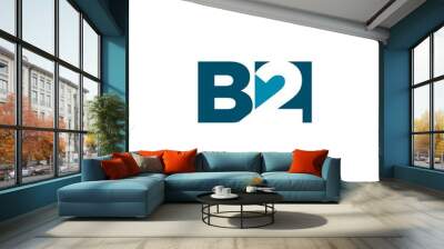 letter b and number 2 vector logo. Wall mural