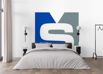 Letter M and S Vector Logo. Negative Space Icon and Symbol. Eps 10. Wall mural