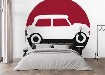 small car on both sides. Red and blue. Wall mural