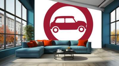 small car on both sides. Red and blue. Wall mural