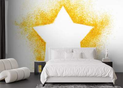 christmas star decoration of golden confetti stars against white Wall mural