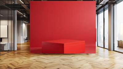 red box on a white background Wall mural