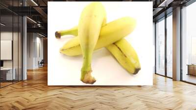 ripe yellow bananas on a white background Wall mural