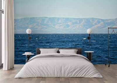 The coast of Japan is far above the horizon. Islands in the sea. Fall. Wall mural