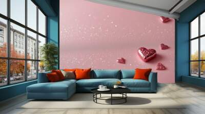 valentines background with hearts Wall mural