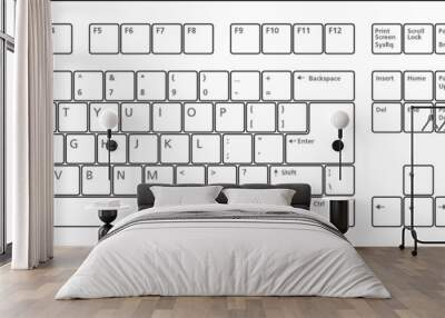 standard 101 keys PC keyboard layout, in vector format. Wall mural