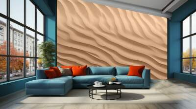 Closeup of sand of dessert, beach or dune, natural waves or ripples pattern as sandy background texture Wall mural