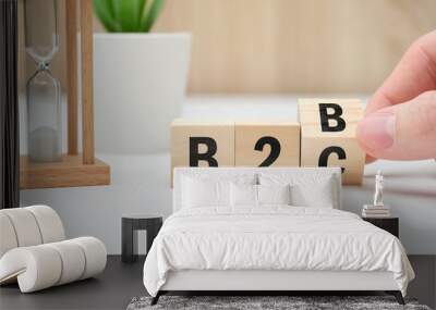 Business model concept b2b and b2c on wooden blocks. Wall mural