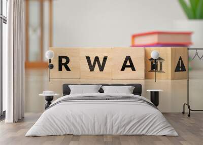 Concept Risk weighted asset or RWA. business acronym. Cubes with letters and bank icon Wall mural