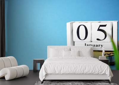 fifth day of winter month calendar january with copy space Wall mural