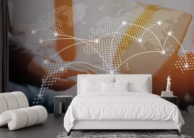 Global company management concept around the world. Wall mural