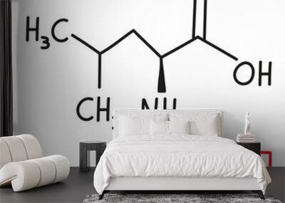 Hand drawn chemical molecular formula of amino acid Leucine in doodle style isolated Wall mural