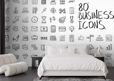 Marketing financial and business icons set hand drawn in doodle style isolated Wall mural