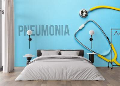 pneumonia diagnosis concept on medical tablet with documents with stethoscope. Wall mural