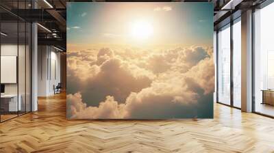 Stunning aerial view of clouds and sunlight Wall mural