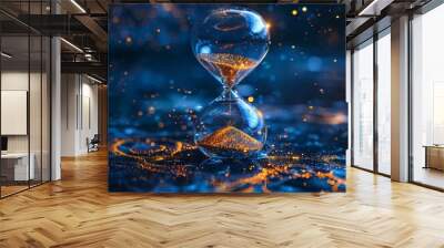 The Golden Hourglass: A Metaphorical Clock of Time in a Stylish and Futuristic Setting Wall mural