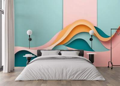 3D abstract background with paper cut shapes. Design layout for business, posters and invitations. colorful Wall mural