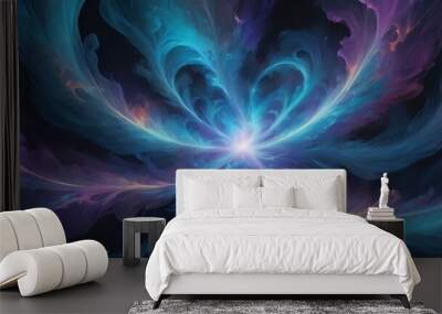 Mystical Swirl Of Cosmic Clouds And Starlight In The Depths Of Outer Space, spirals background Wall mural